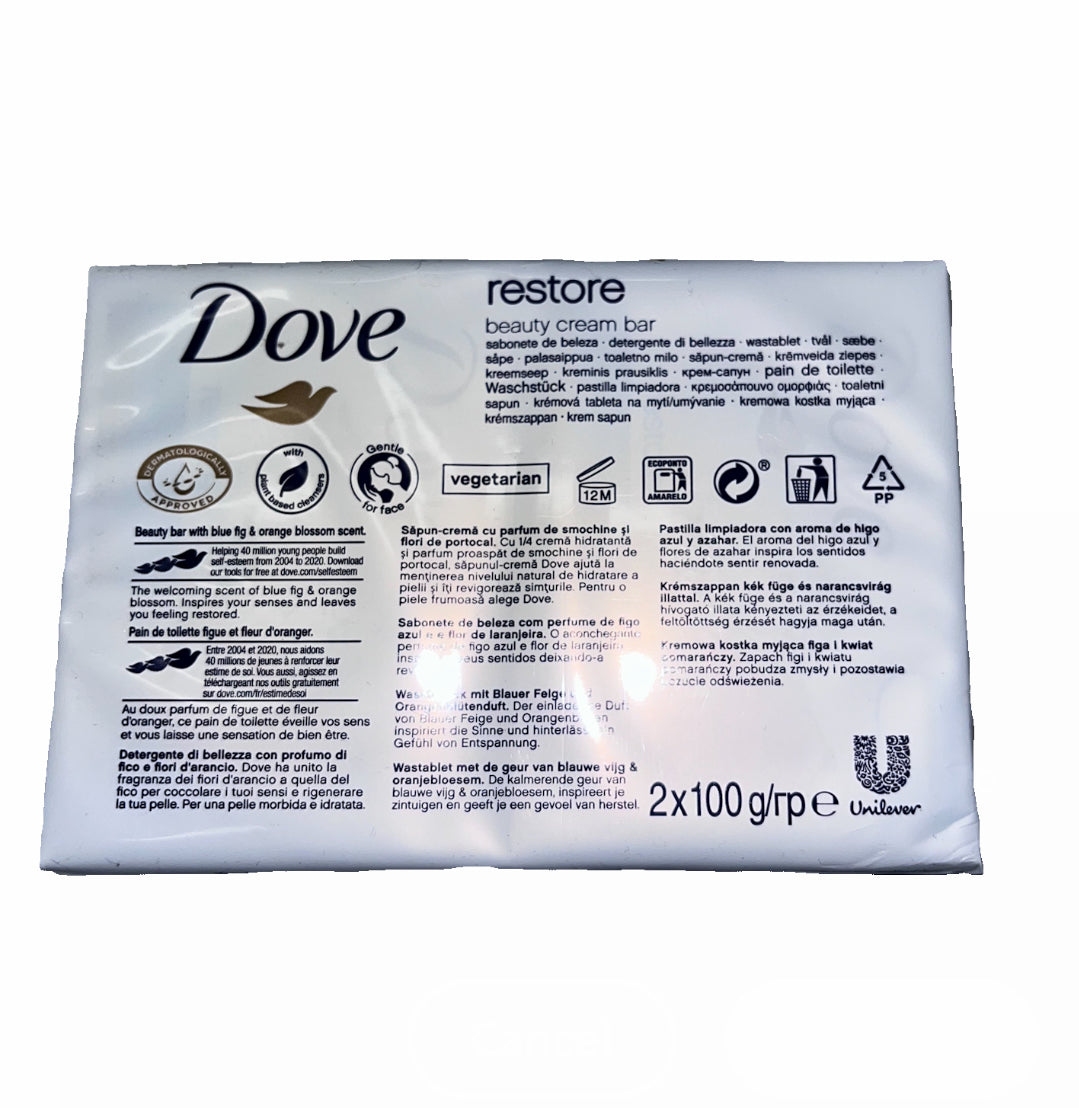 Dove Restore Beauty Cream Bar With Blue Fig 2 Bars pack - Loose Change Bargain Store 